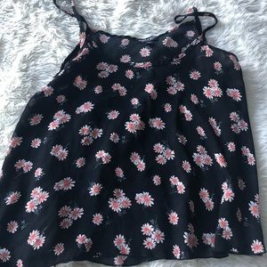 Black floral tank top